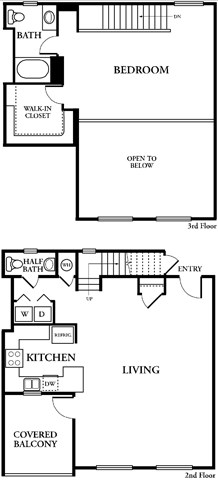 Floor plan for 1 bed, 1 bath, 1222 sqft